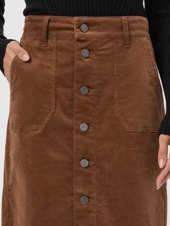 Paige $269 Meadow Brown Corduroy Midi Pencil Skirt | Size 4 NWOT - Picture 3 of 13